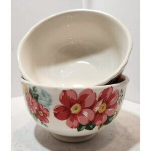 Pioneer Woman Vintage Floral Footed Soup Pasta Ramen Cereal Bowls Set of 2